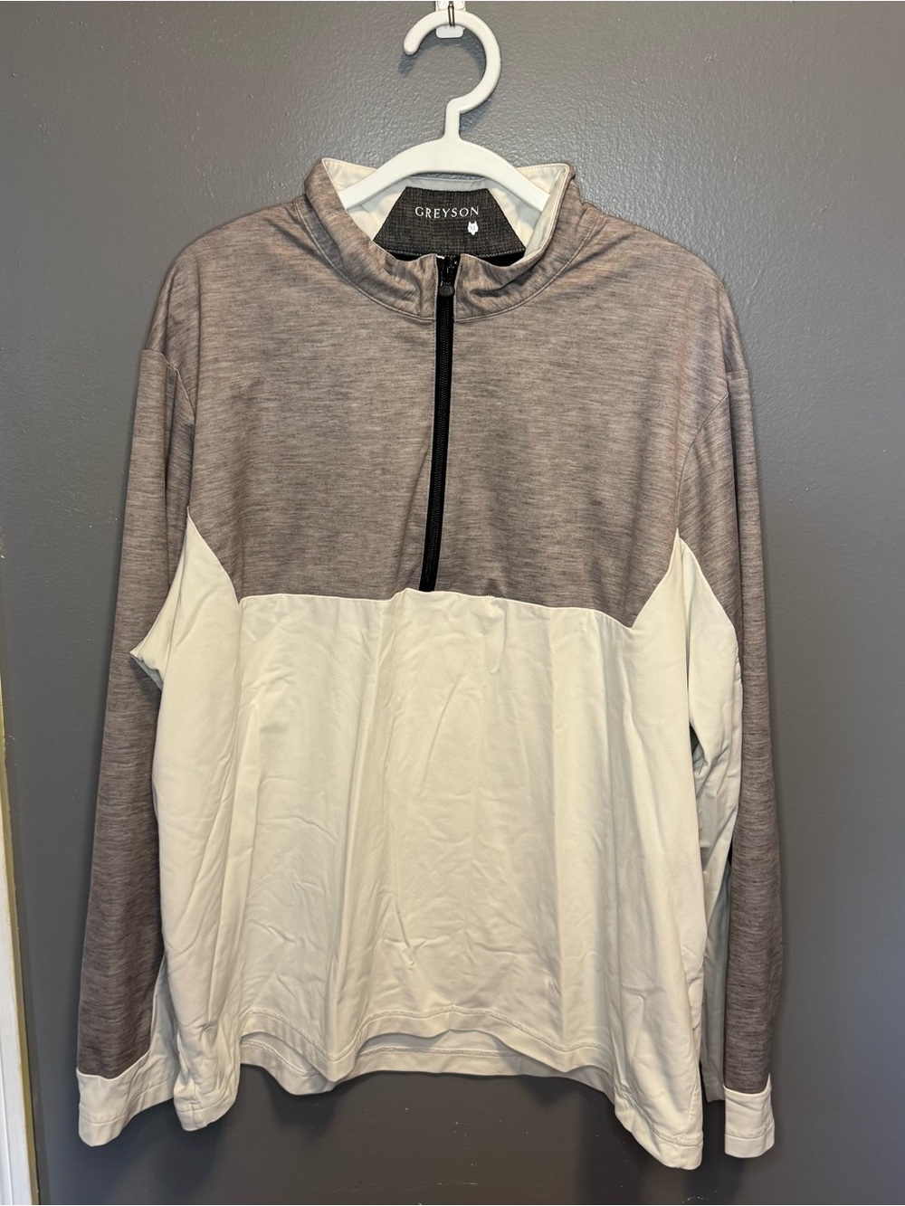 Greyson Heather Gray Zip Mock Neck Pullover